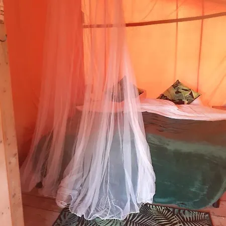 Luxe Safarilodgetent Met Boxspring Bedden Luxury tent Montclera